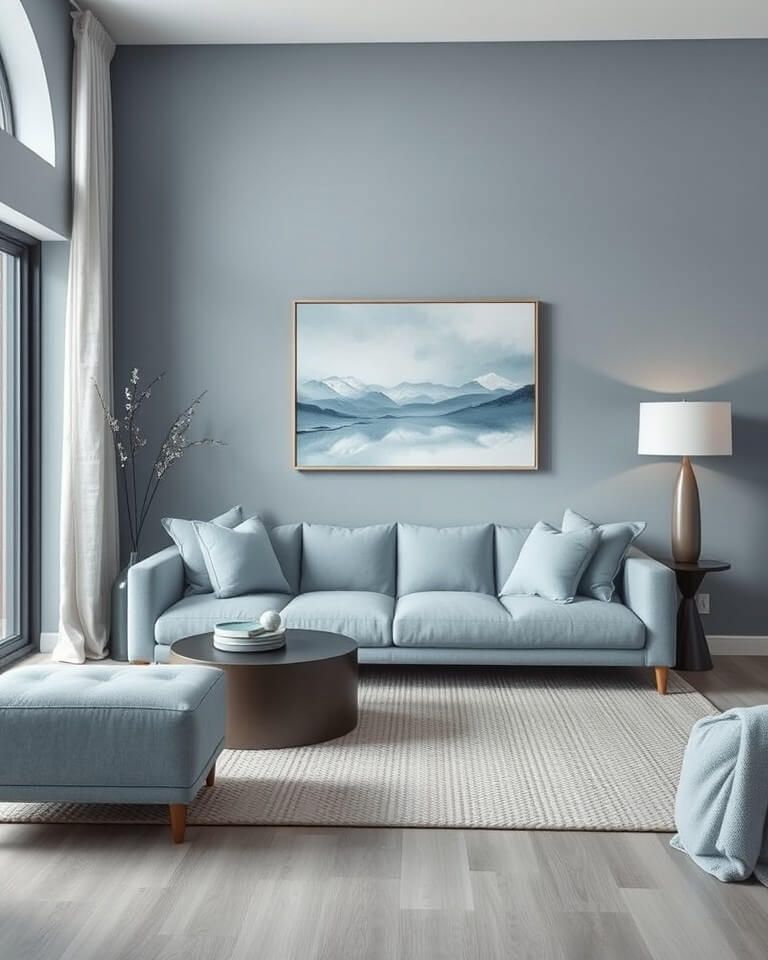 Soft blue living room